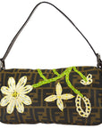 Fendi Brown Embroidered Zucca Baguette Handbag