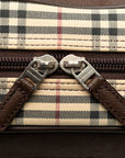 Burberry Nova Check Handbag Mini Boston Bag Beige Brown Canvas Leather  BURBERRY