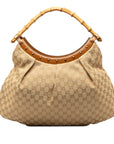 Gucci GG Canvas Bamboo Stands Handbag 124293 Beige Canvas Leather  Gucci