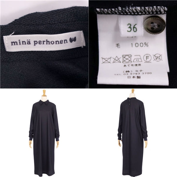 Mina Perhonen mina perhonen one-piece dress long sleeves long sleeves wool  ladies 36 (equivalent to S) black   modest lord s