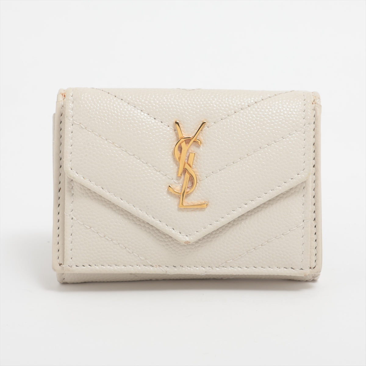 San Laurent  TGN602791 PVC  Leather Compact Wallet White