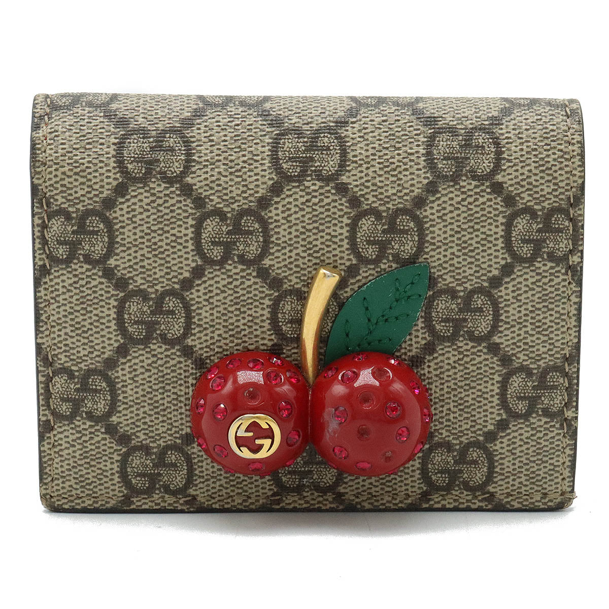 GUCCI Gucci GG Spring Compact Wallet Two Folded Wallet Two Folded Wallet Cherry Pvc Leather Beagle Red 476050 Blumin