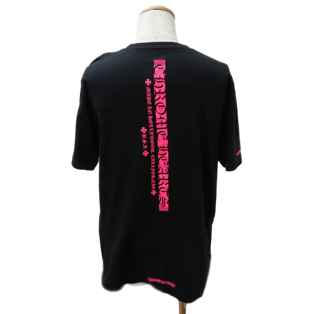 CHROME HEARTS  Black Neon Pink L-Size Logo Printed Apparel  Clothes Fashion Mens