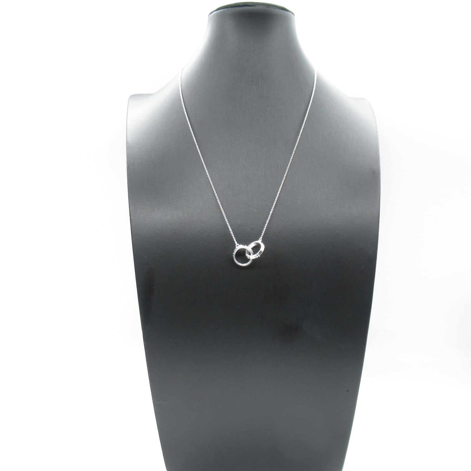 TIFFANY&amp;CO Atlas X Close Interlocking Necklace Collar Jewelry K18WG (White G)  Silver