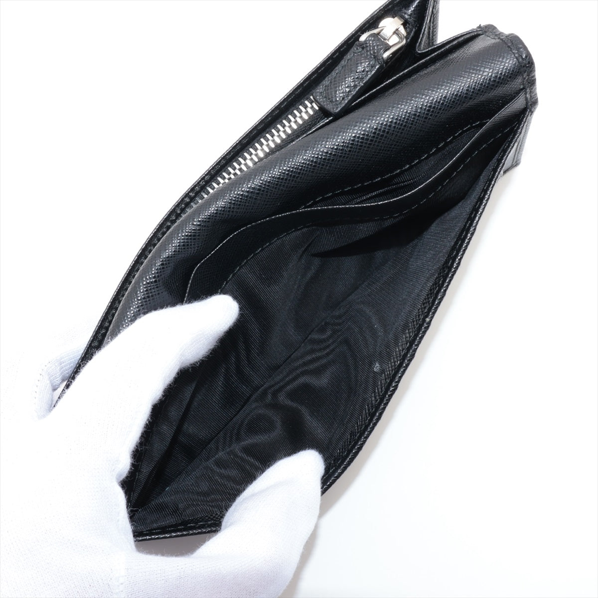 Prada Saffiano Triangle 2MV836 Leather Wallet Black