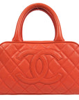 Chanel 2003-2004 Peach Orange Caviar Bowling Bag 27