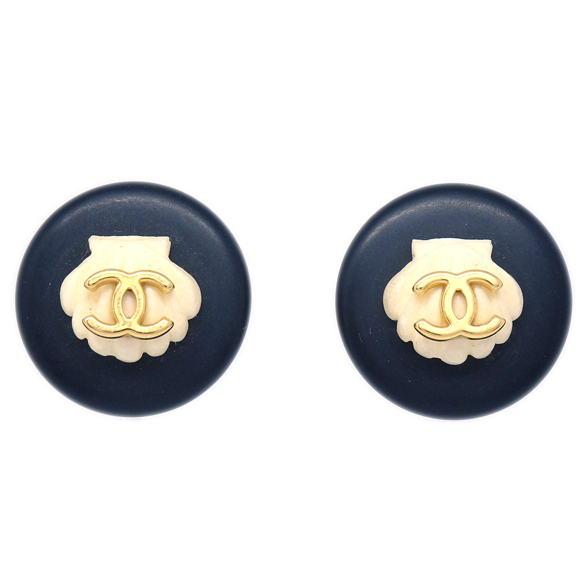 Chanel Black Button Earrings Clip-On 96C