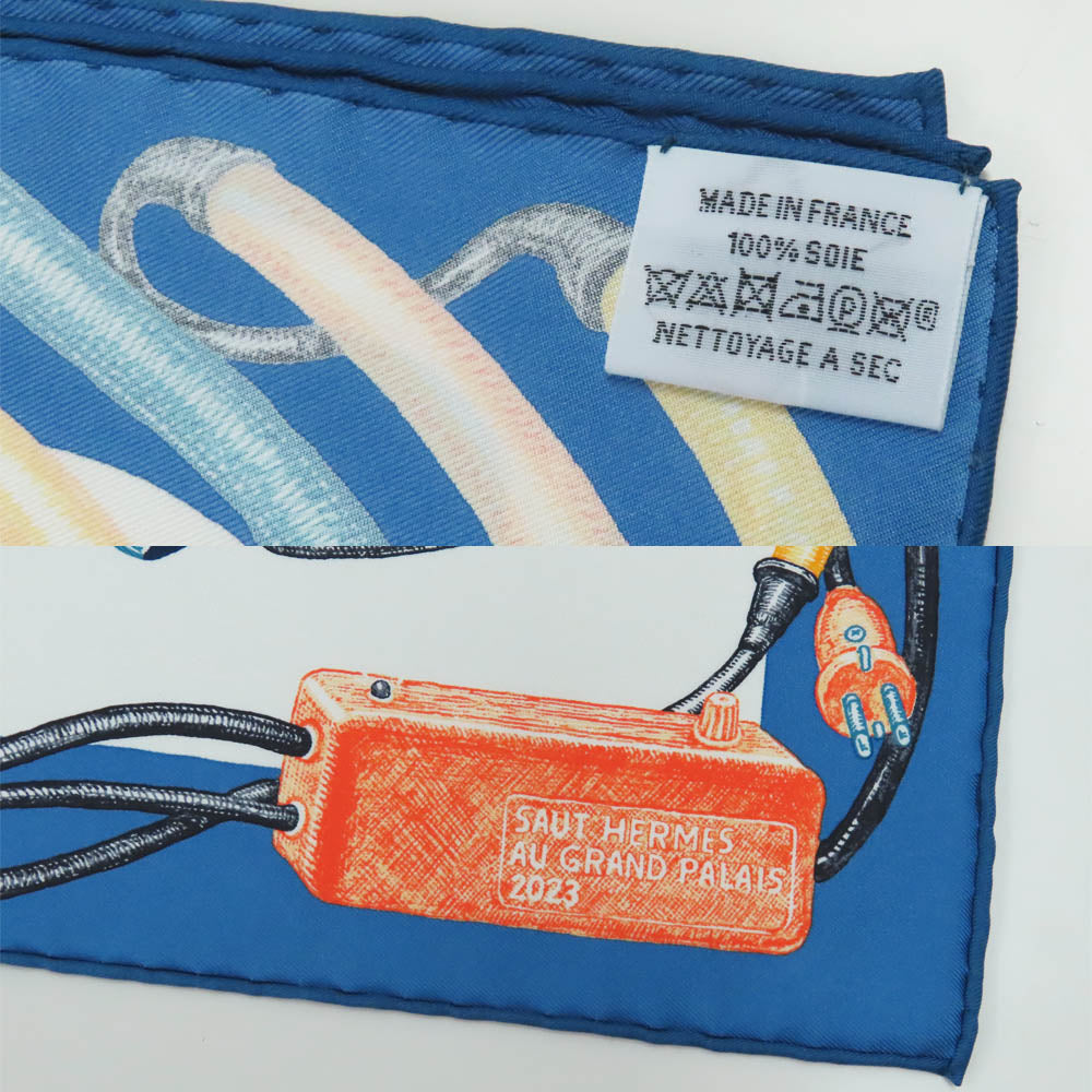 Hermes 45 Cavaloscoop Neon H893954S CAVROCHE Blue/White Multicolor S Silk Bandana Small Accessories