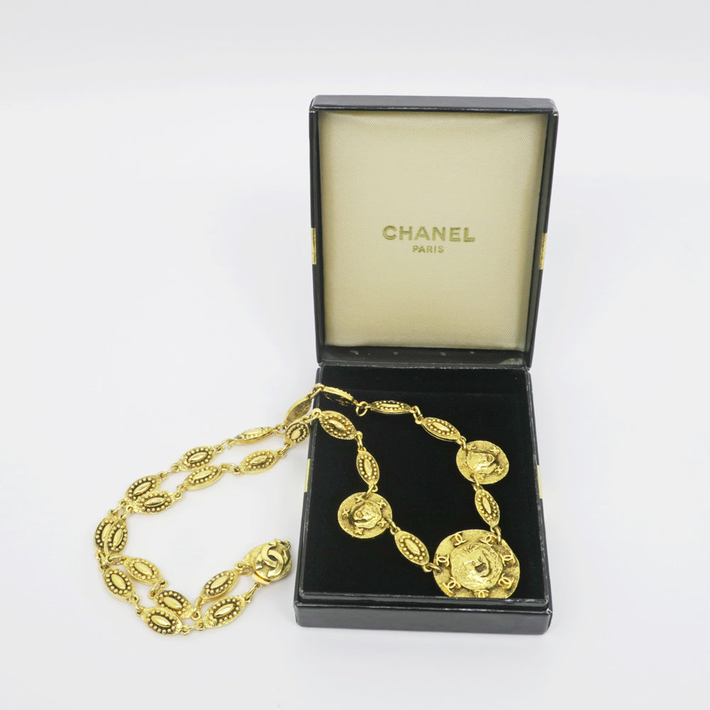 Chanel vint necklace lion 3101 g pendant accessories