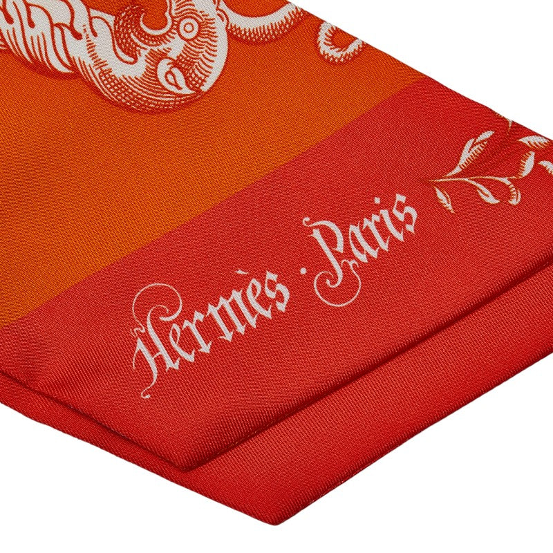 Hermes Della Cavalleria Della Cavalleria SCalf Orange White Silk  Hermes