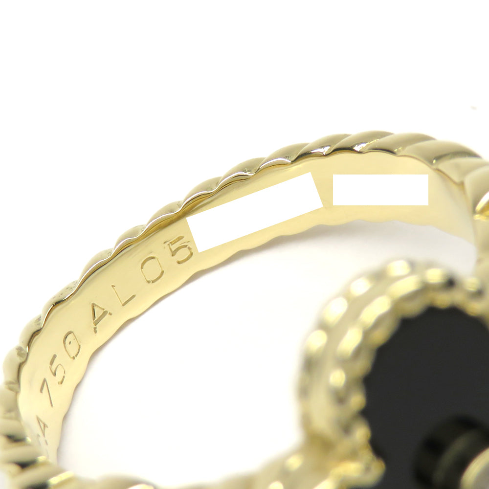 Van Cleef &amp; Arpels Vintage Alhambra Ring 750YG Yellow G Onyx Black Marble 1P Diamond   Jewelry Accessories Beauty