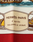 Hermes Carré 90 Navyres D'EUROPE VOILES MIXTES ET VAPEUR SCHARF RED WHITE MULTICOLOR SILK LADY HERMES