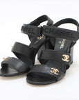 Chanel Coco 22SS Leather Sandal 35.5C  Black G37387 Turn-Lock Berkloostrap Box  Bag