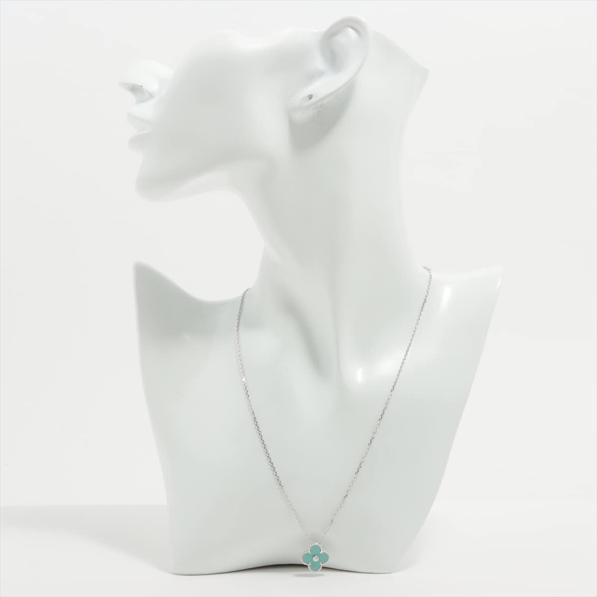 Van Cleef & Arpels Vintage Alhambra Diamond Necklace 750 （WG） 7.0g 沙拉綠