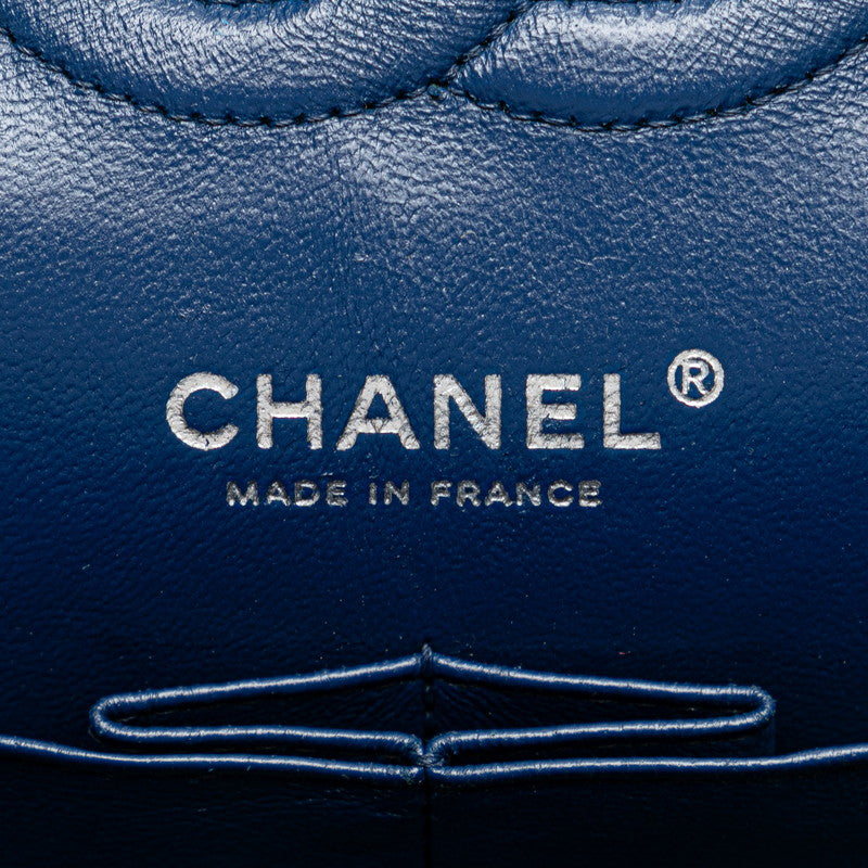 Chanel Coco V Stitch Double Flap Chain Shoulder Bag Blue Leather  Chanel