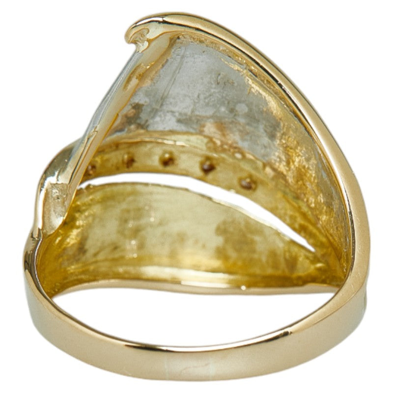 K18 G Pt900 Platinum Gold Base Combi Diamond 0.03ct Wave  Ring Ring  None. 14