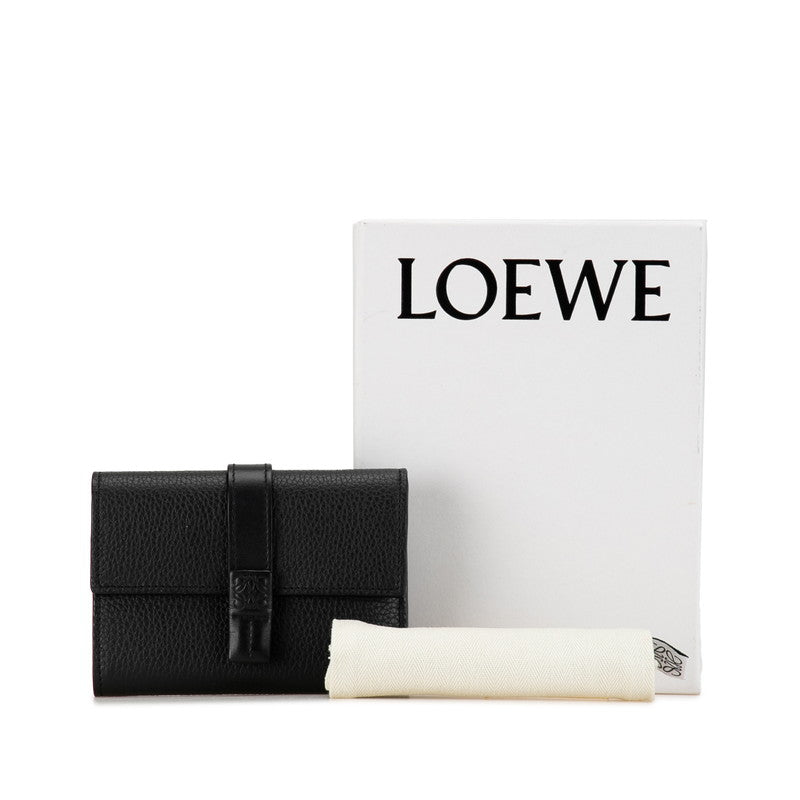 Double fed wallet compact wallet black leather  LOEWE,