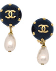 Chanel Artificial Pearl Dangle Earrings Clip-On 96C