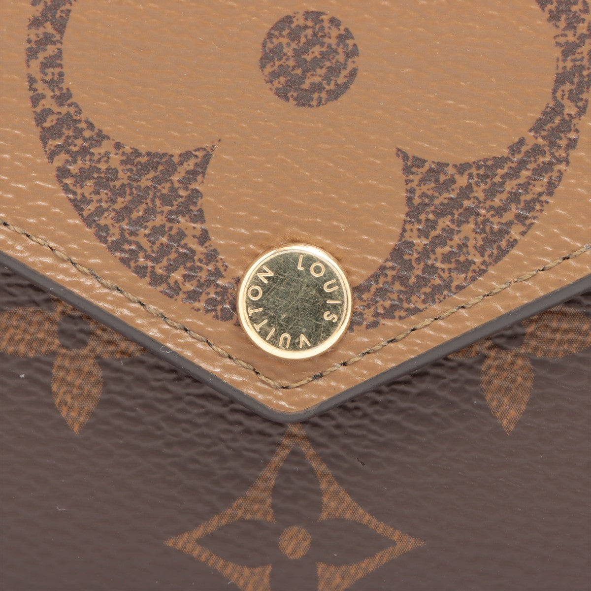 Louis Vuitton Giant Monogram Reversee Portefolio Zoe M80725 Black X Brown Compact Wallet