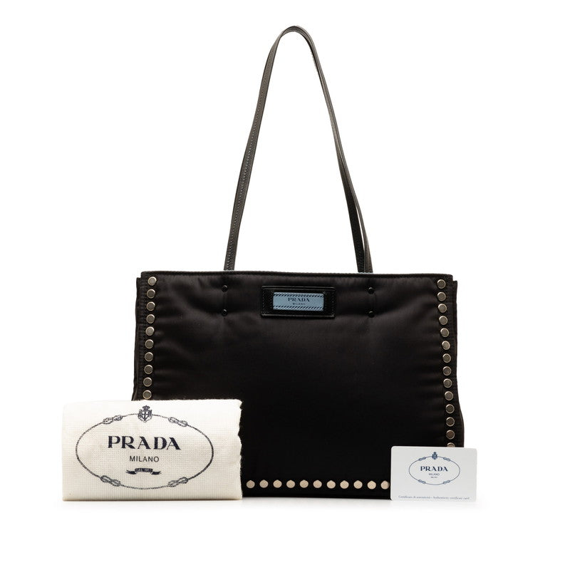 Prada Loveel Stands Handbag Tote Bag 1BG122 Black Nylon Leather  Prada