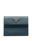 Prada Triangle Logo  Saffiano Two Fold Wallet M53A Blue Leather  Prada  Saffiano Ginsio