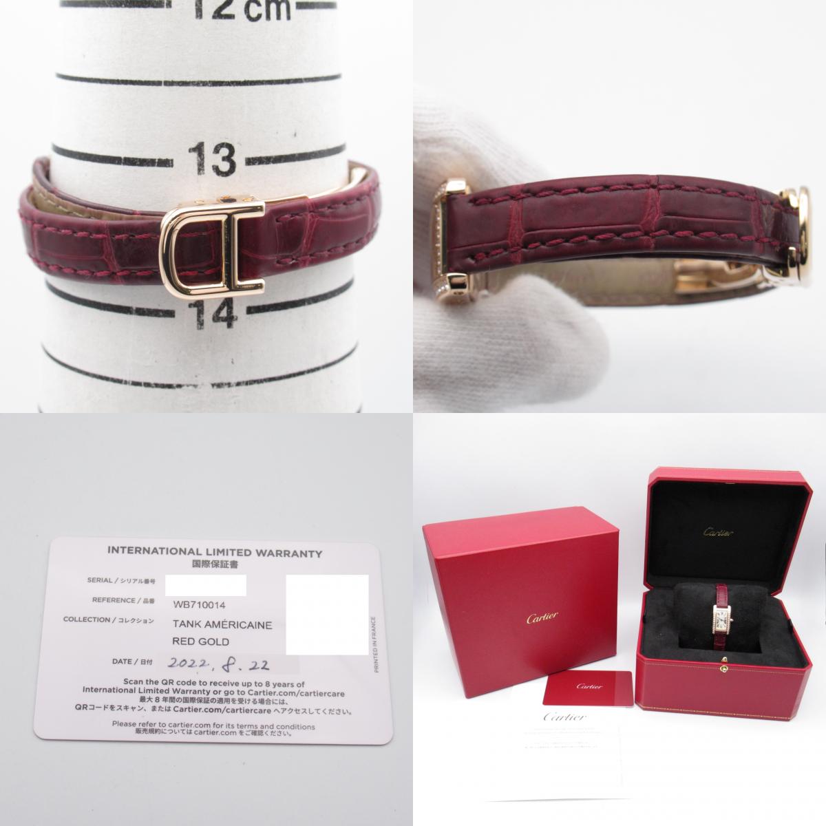 Cartier Cartier Tank American Mini Watch K18PG (Pink G) Leather Belt Alligator Leather WB710014 WB710014