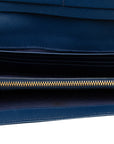 Prada Triangle Logo  Saffiano Long Wallet 1M1132 Blue Leather  Prada