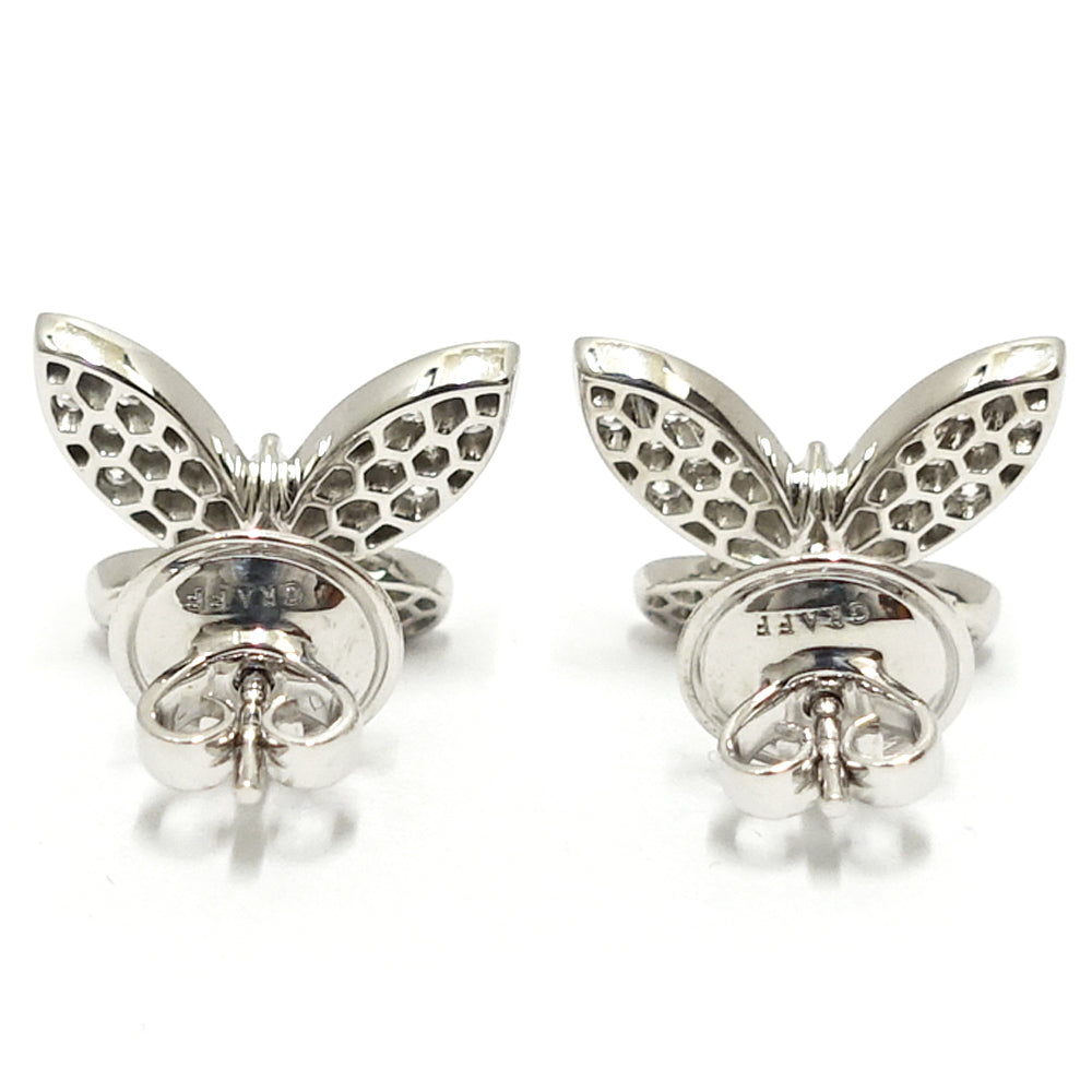 GRAFF Graph K18WG Pavé Butterfly Diamond Small Stud Pier 750WG RGE1152 Jewelry Finished