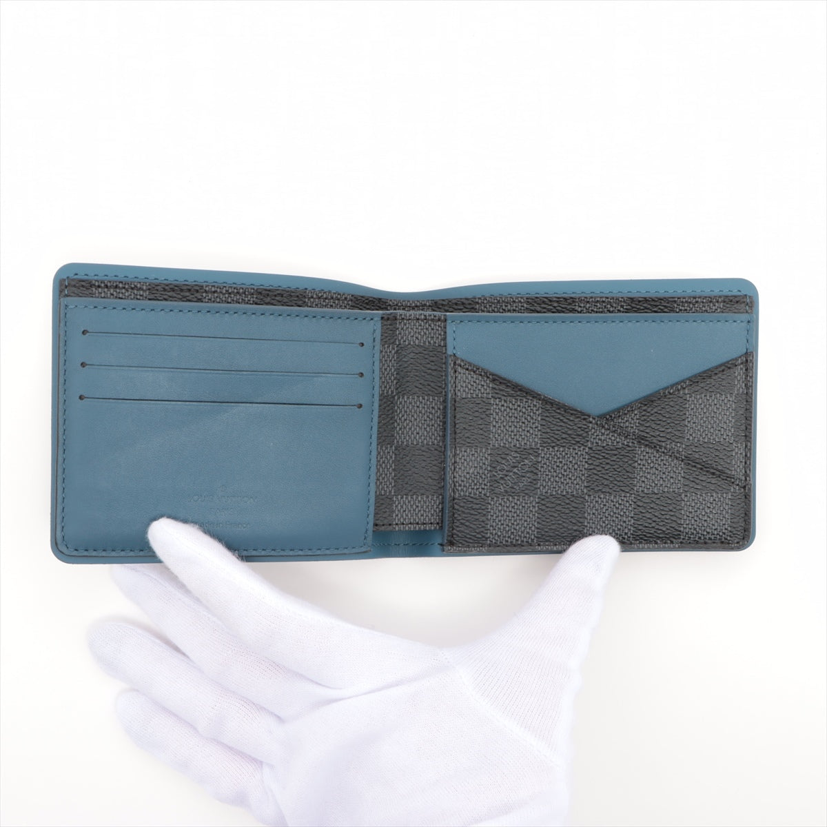 Louis Vuitton Damiere Portfolio Multiple N64434 Blue x Black Compact Wallet