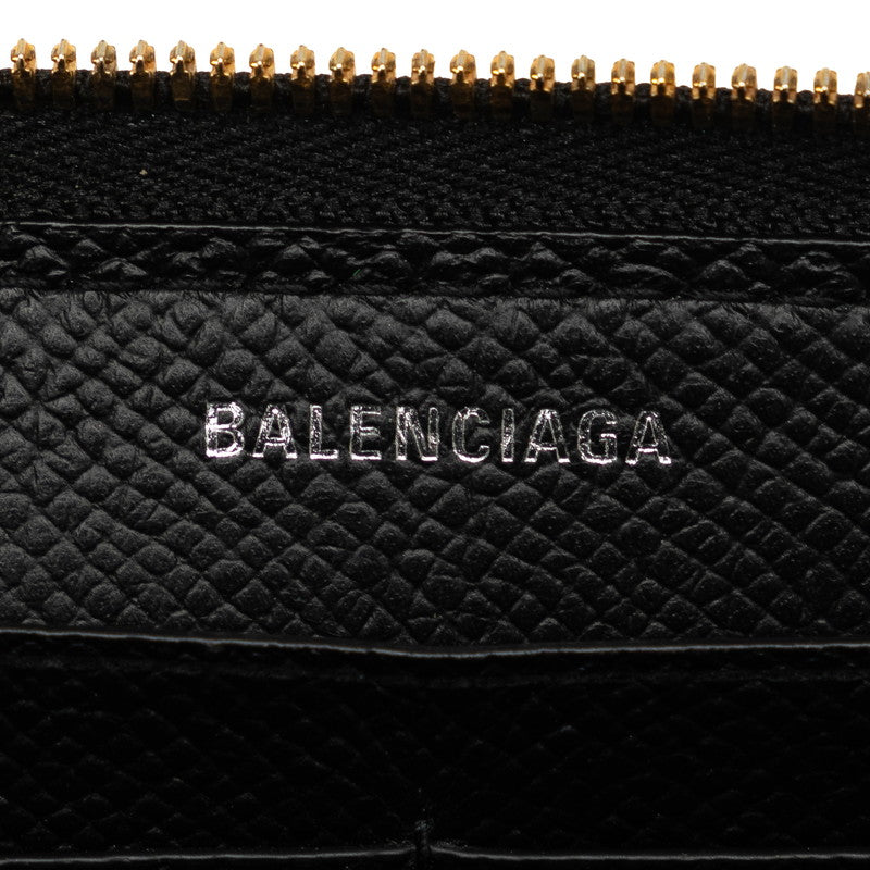 BALENCIAGA BB Logo Round Long Wallet 601390 Black Leather Men’s