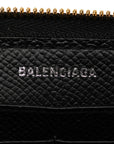 BALENCIAGA BB Logo Round Long Wallet 601390 Black Leather Men’s
