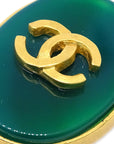 Chanel Stone Oval Earrings Clip-On Green 95A