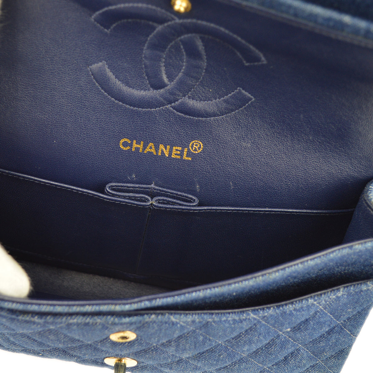 Chanel Blue Denim Medium Classic Double Flap Shoulder Bag