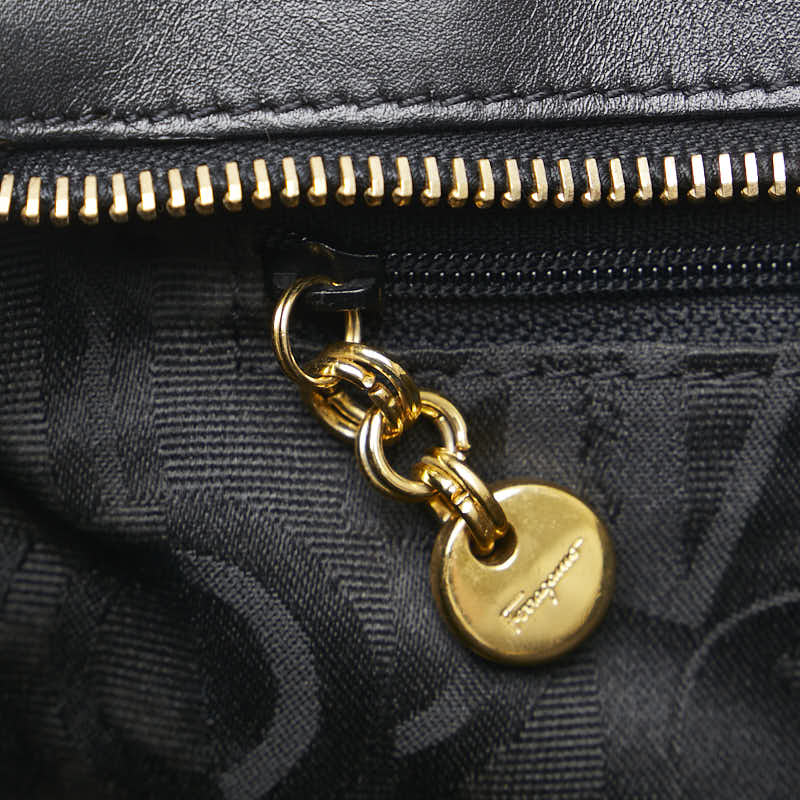 SalvatoreFerragamo Vallarta Chain Shoulder Bag Handbag AU21 5252 Black G Canvas Leather  Salvatore Ferragamo