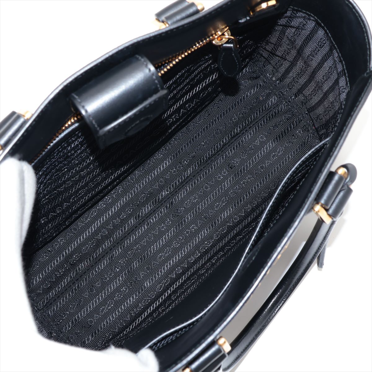 Prada Saffiano 2WAY handbag black 1BA113 hand-held some stening