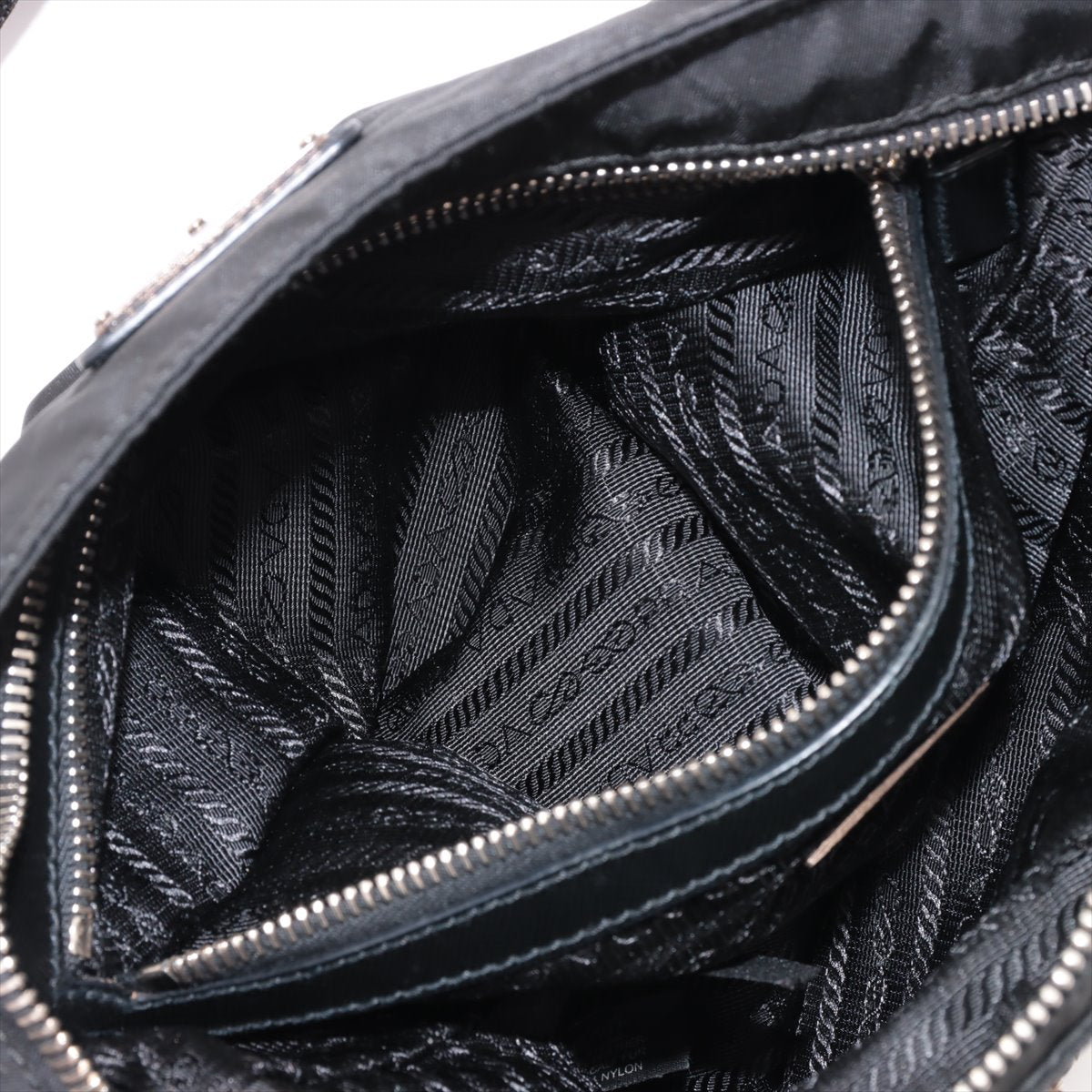 Prada  Nylon Shoulder Bag Black Kimila Stands Haraco× Leather