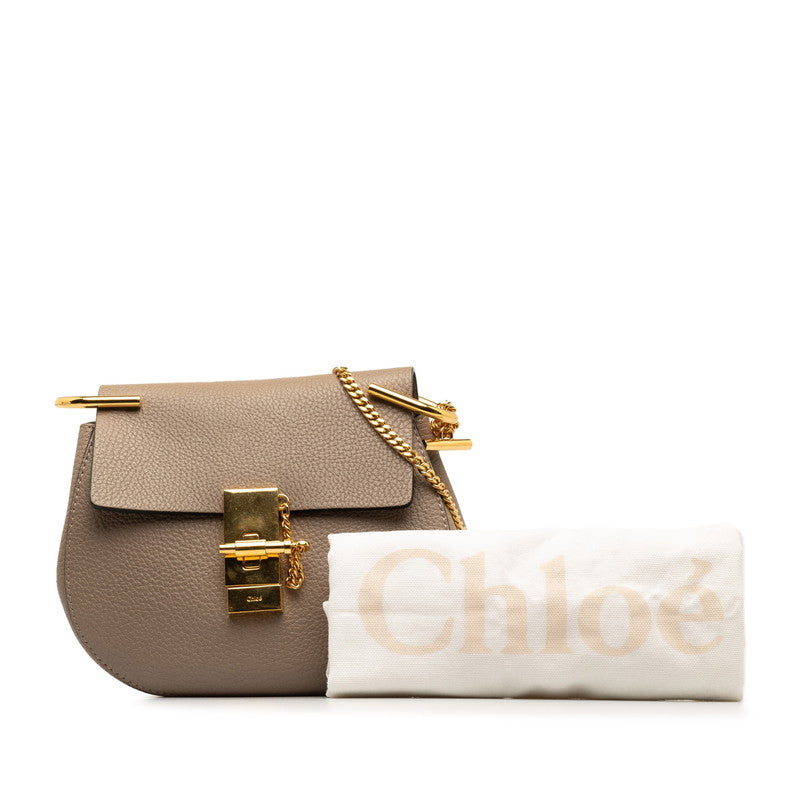 Chloe Drew Chain Shoulder Bag Beige G Leather