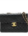 CHANEL DECAMATRASSE 34 MAXI RUMSKIN Single Flap Double Chain Bag Black G  A58601 Gold Tools Nonede Noise