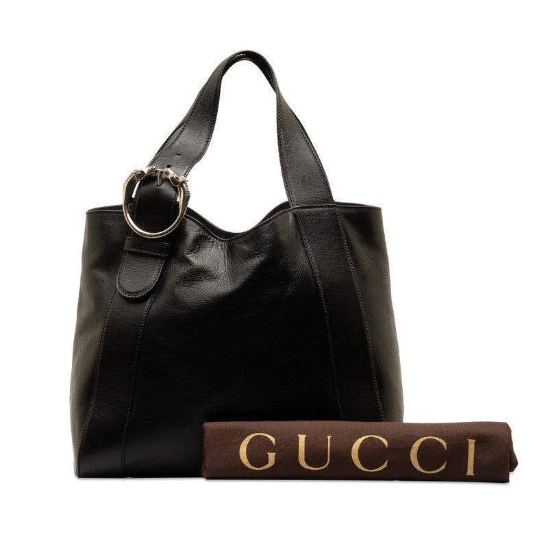 Gucci Horse Handbag Tote Bag 296877 Black Silver Leather  Gucci
