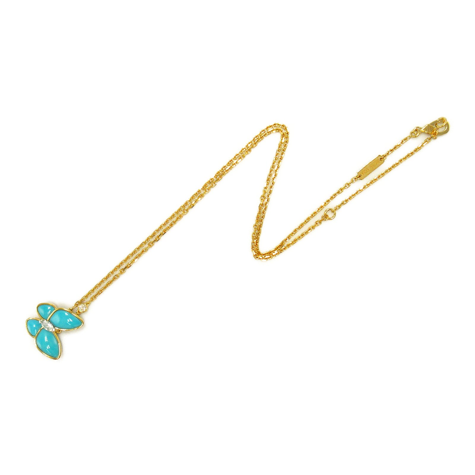 Van Cleef &amp; Arpels Dupajon Turquoise Diamond Necklace Collar Jewelry K18 (Yellow G) K18WG (White Gold) Diamond/Turquoise  Clear / Blue VCARP7UP00