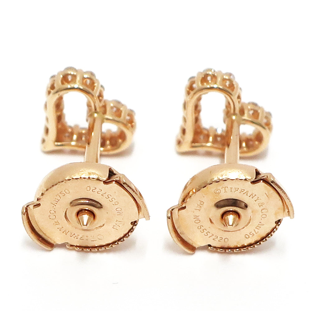Tiffany K18PG Heart Diamond Stud_Earrings Extramini 750PG Rose G Jewelry