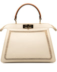 Fendi Peekaboo Ixi Yu Medium Handbag Shoulder Bag 2WAY 8BN321 White Canvas  Fendi