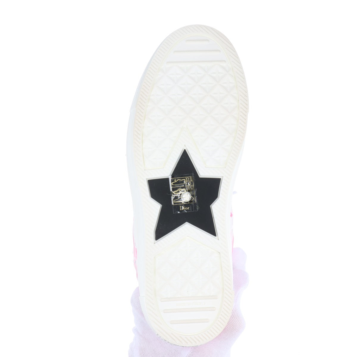 Christian Dior Leather Fabric High-Cut Trainers EU37  White× Pink WALK'N'DIOR STA Star   Box Bag