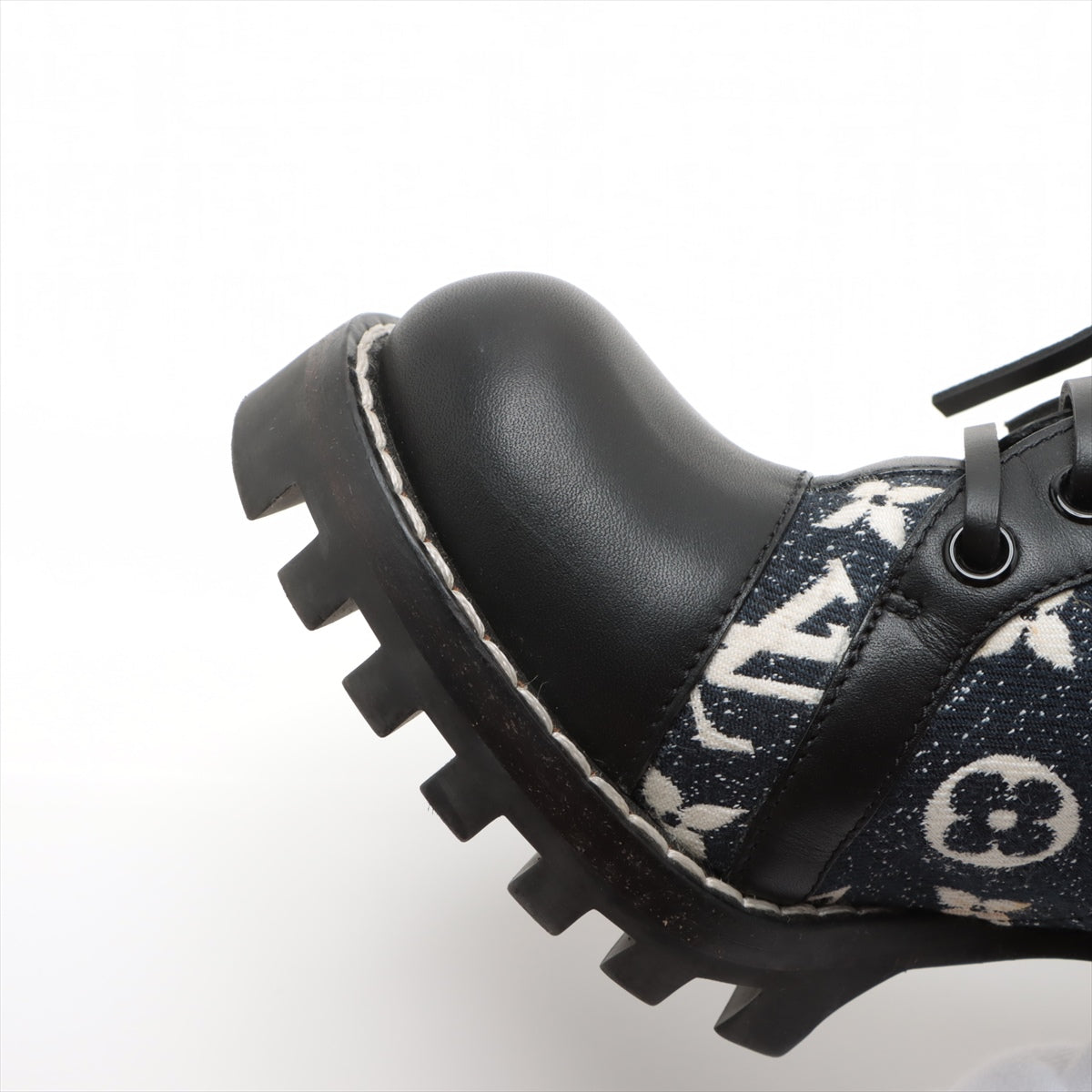 Louis Vuitton 21  Canvas x Leather Short Boots 36  Black x Navy MA1201 Monogram Lining Tree