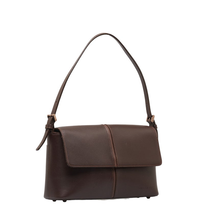 Burberry Noneva Check One-Shoulder Bag Brown Leather