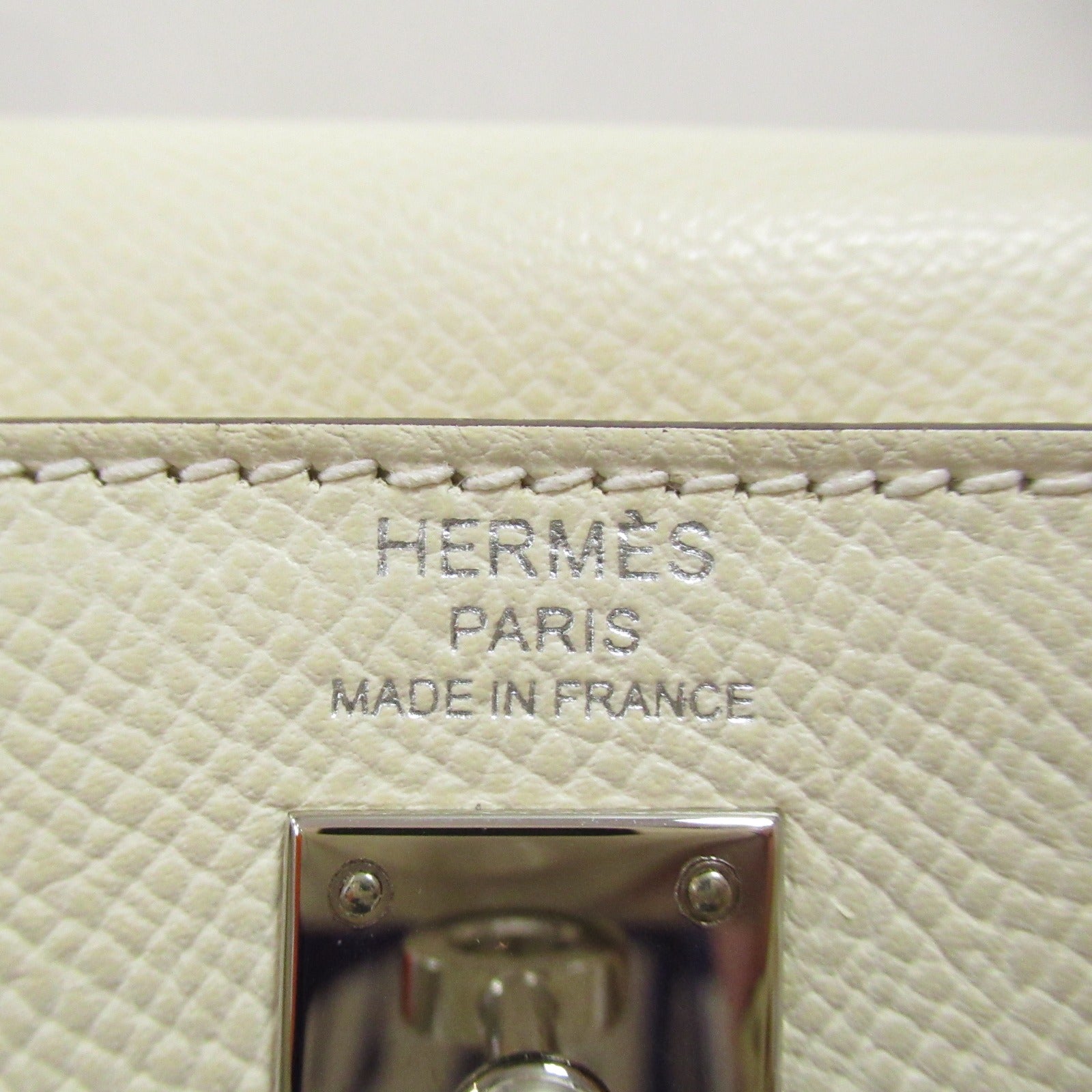 Hermes Kelly 25 Natasha  Sewing Handbag Handbag Handbag Leather Epsom  White Shape