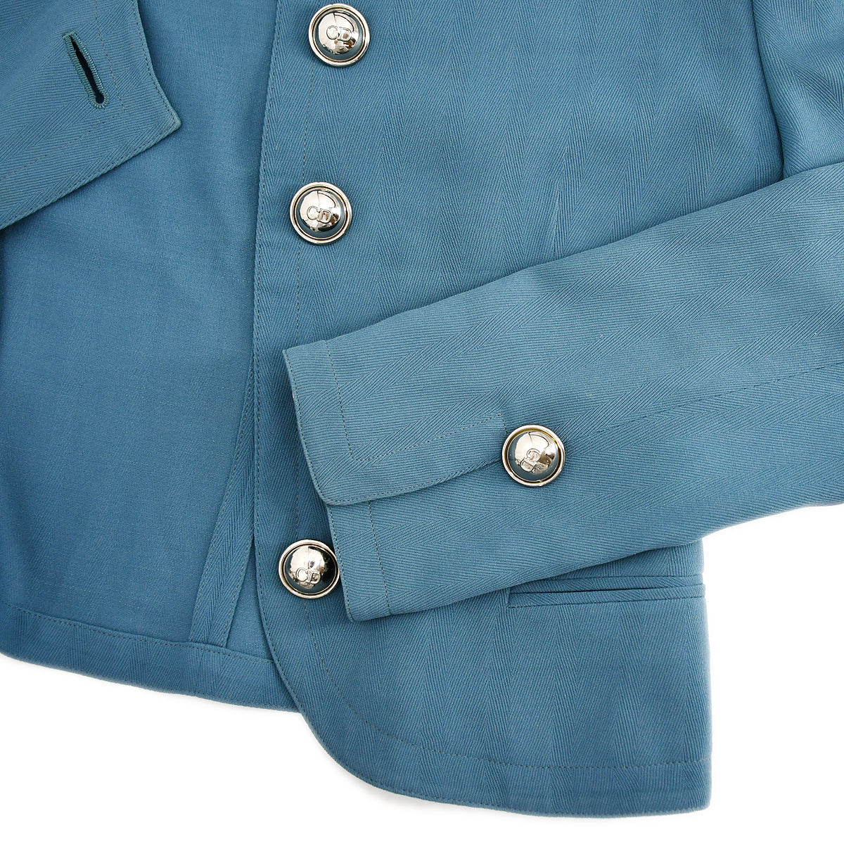 Christian Dior Collarless Jacket Blue 