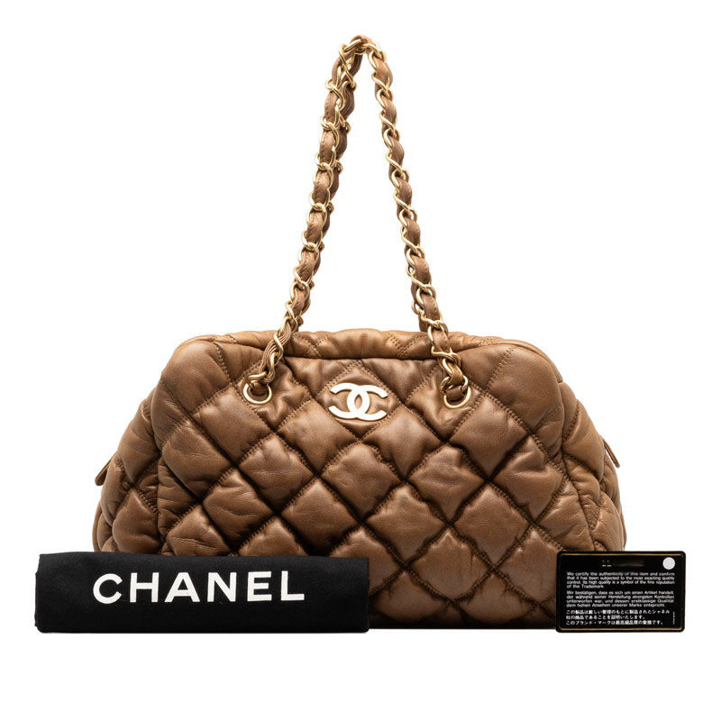 Chanel Coco Bubble Kilt Chain Shoulder Bag Brown   Chanel