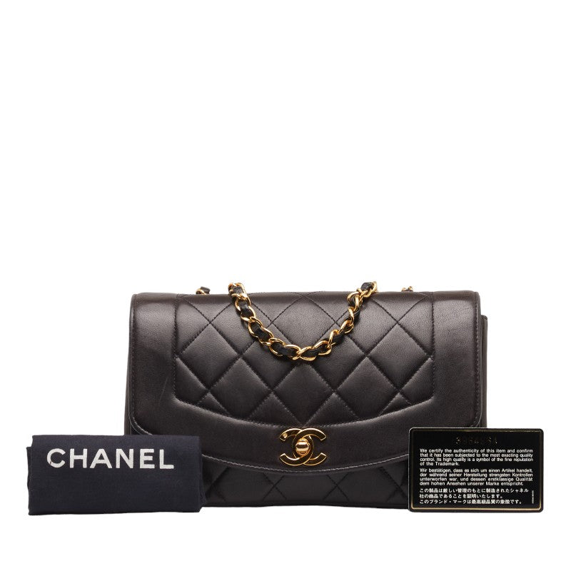 Chanel Diana 23 Chain Shoulder Bag Black Lambskin Leather Ladies Chanel