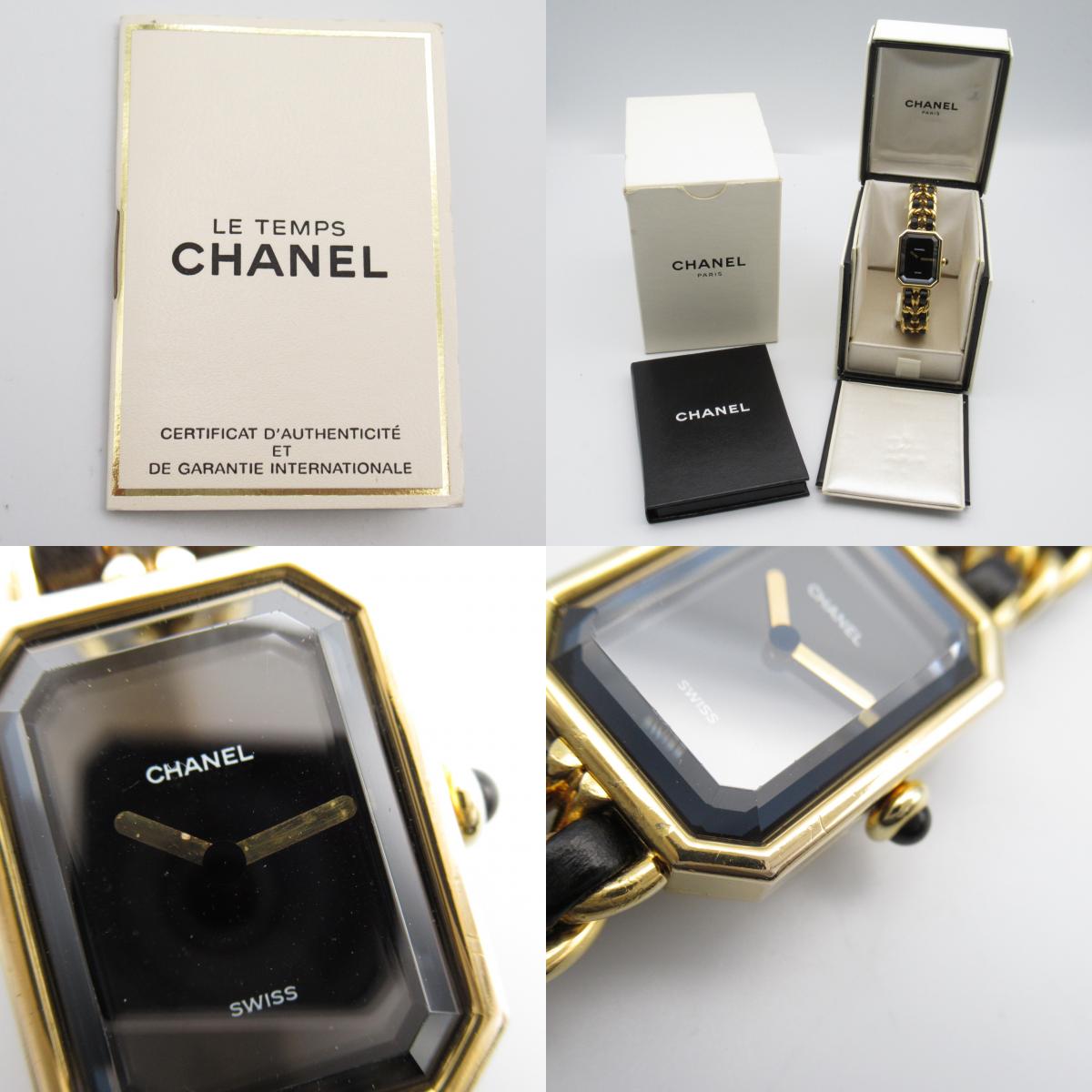 CHANEL CHANEL PREMIER XL Watch GP (Gen Mask) Leather Belt  Black  H0001